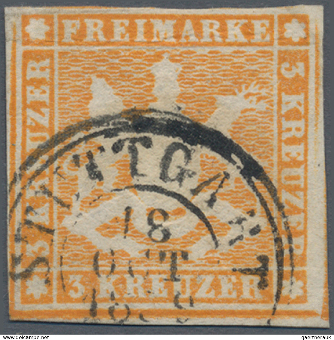 Württemberg - Marken Und Briefe: 1857, 3 Kr. Gelblichorange, Ohne Seidenfaden, M - Other & Unclassified