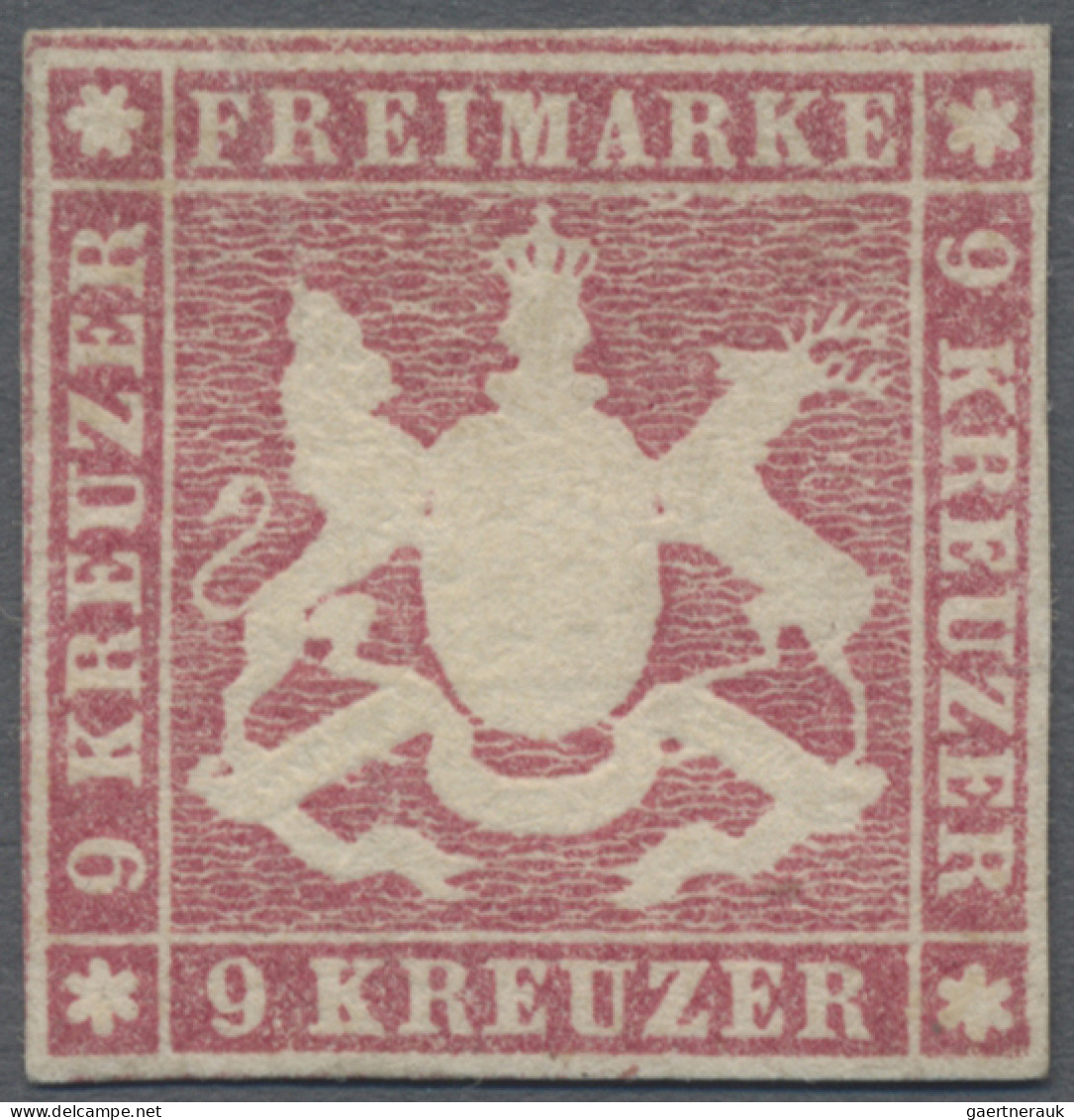 Württemberg - Marken Und Briefe: 1857, 9 Kr. Karminrosa, Farbfrisches Exemplar I - Sonstige & Ohne Zuordnung