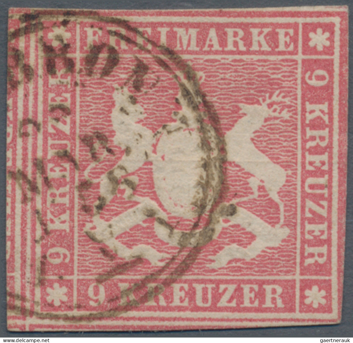 Württemberg - Marken Und Briefe: 1857, 9 Kr. Karminrosa, Sehr Gut Gerandet, Tade - Other & Unclassified