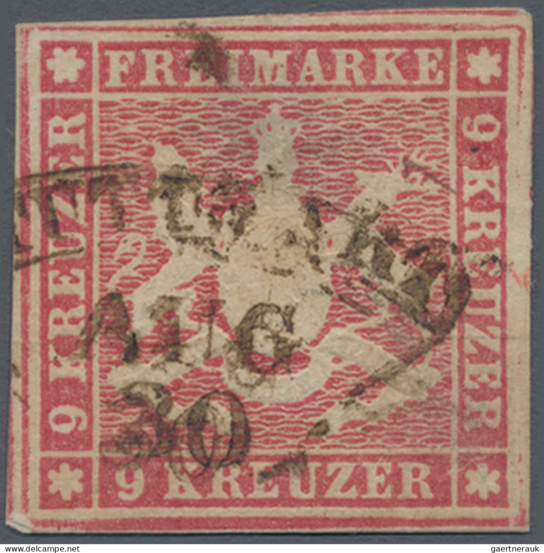 Württemberg - Marken Und Briefe: 1857, 9 Kr. Karminrosa, Voll- Bis überrandig, G - Other & Unclassified