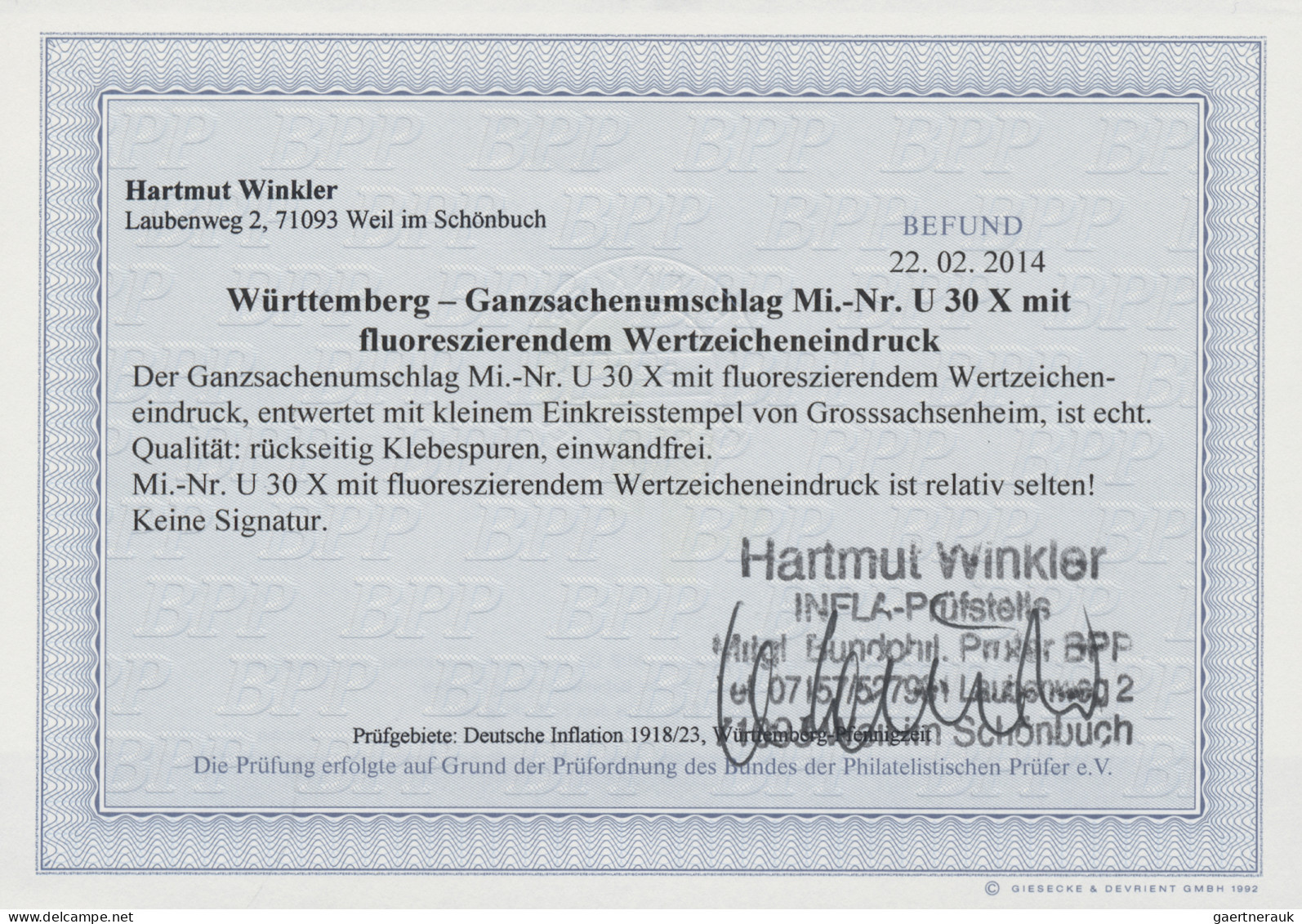 Württemberg - Ganzsachen: 1876, 10 Pfg. Ganzsachenumschlag Mit Fluoreszierendem - Other & Unclassified