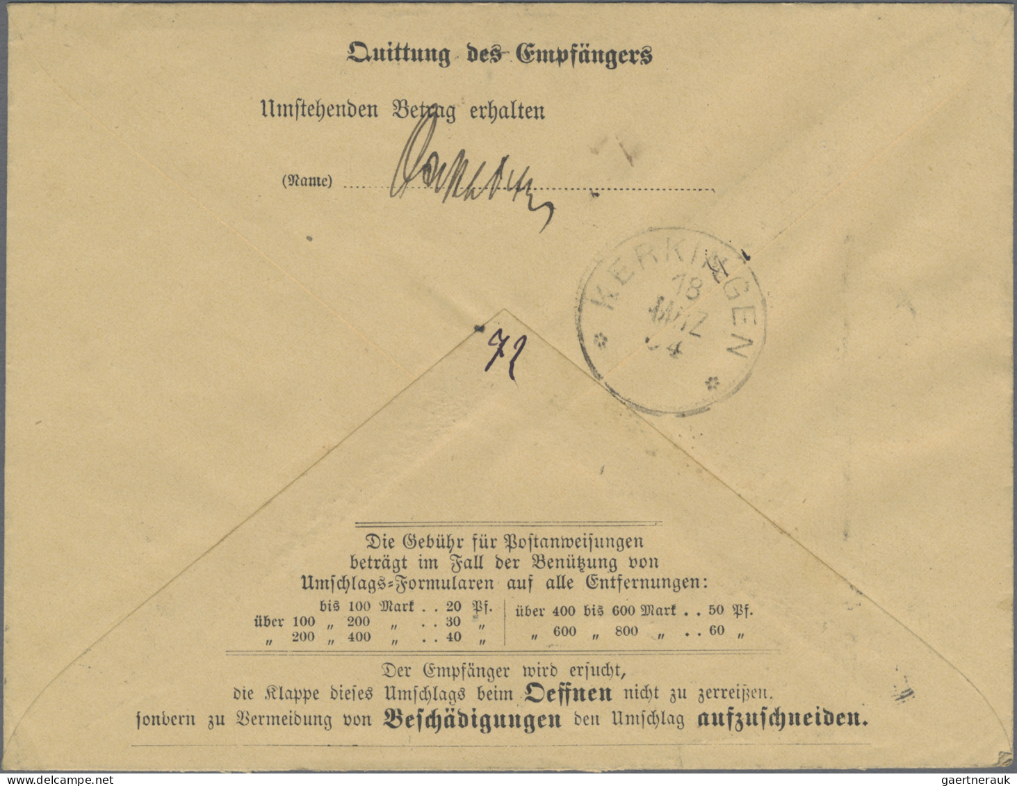 Württemberg - Postanweisungen: 1904, 2 Verschiedene Postanweisungs-GA-Umschläge, - Sonstige & Ohne Zuordnung