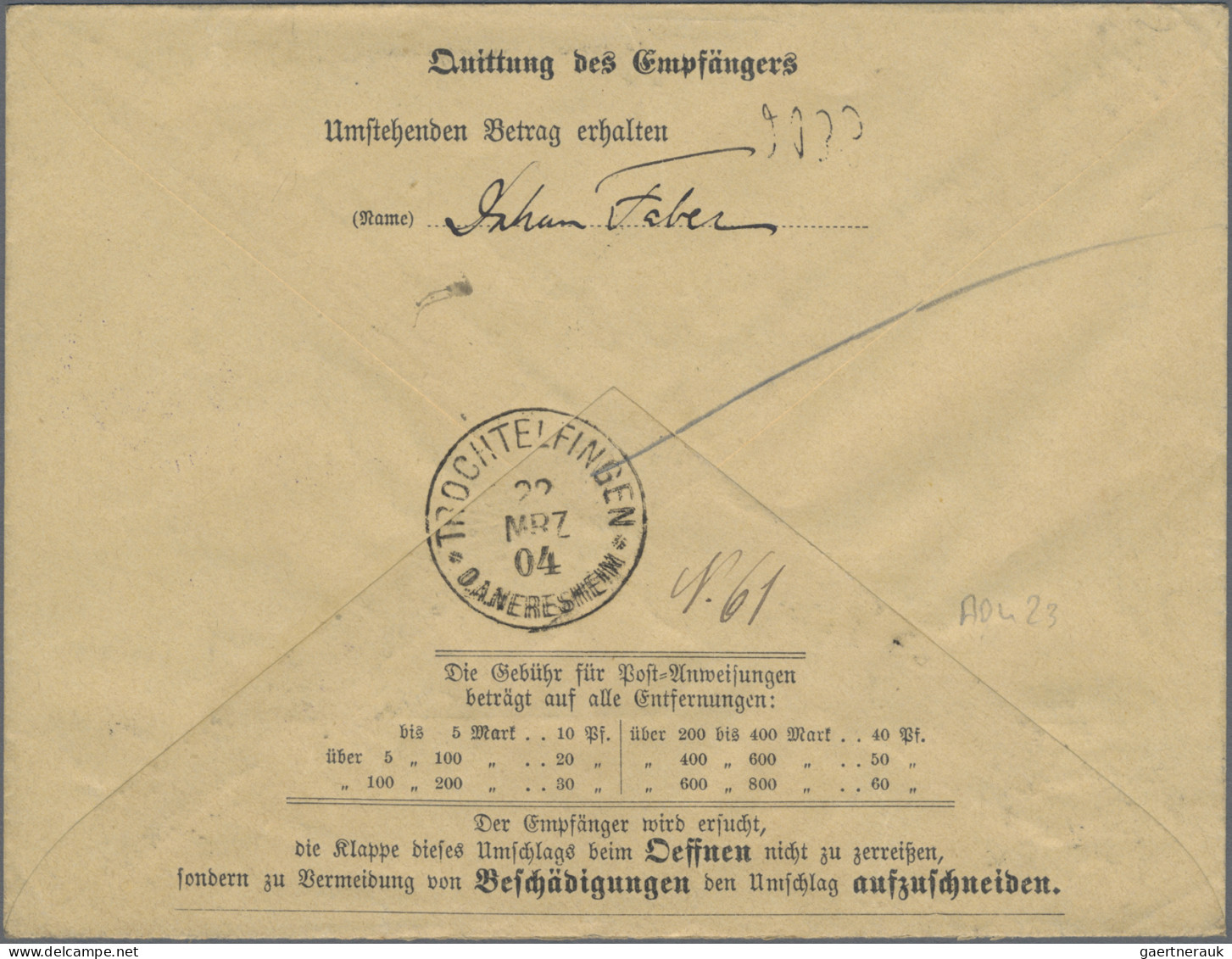 Württemberg - Postanweisungen: 1904, 2 Verschiedene Postanweisungs-GA-Umschläge, - Sonstige & Ohne Zuordnung