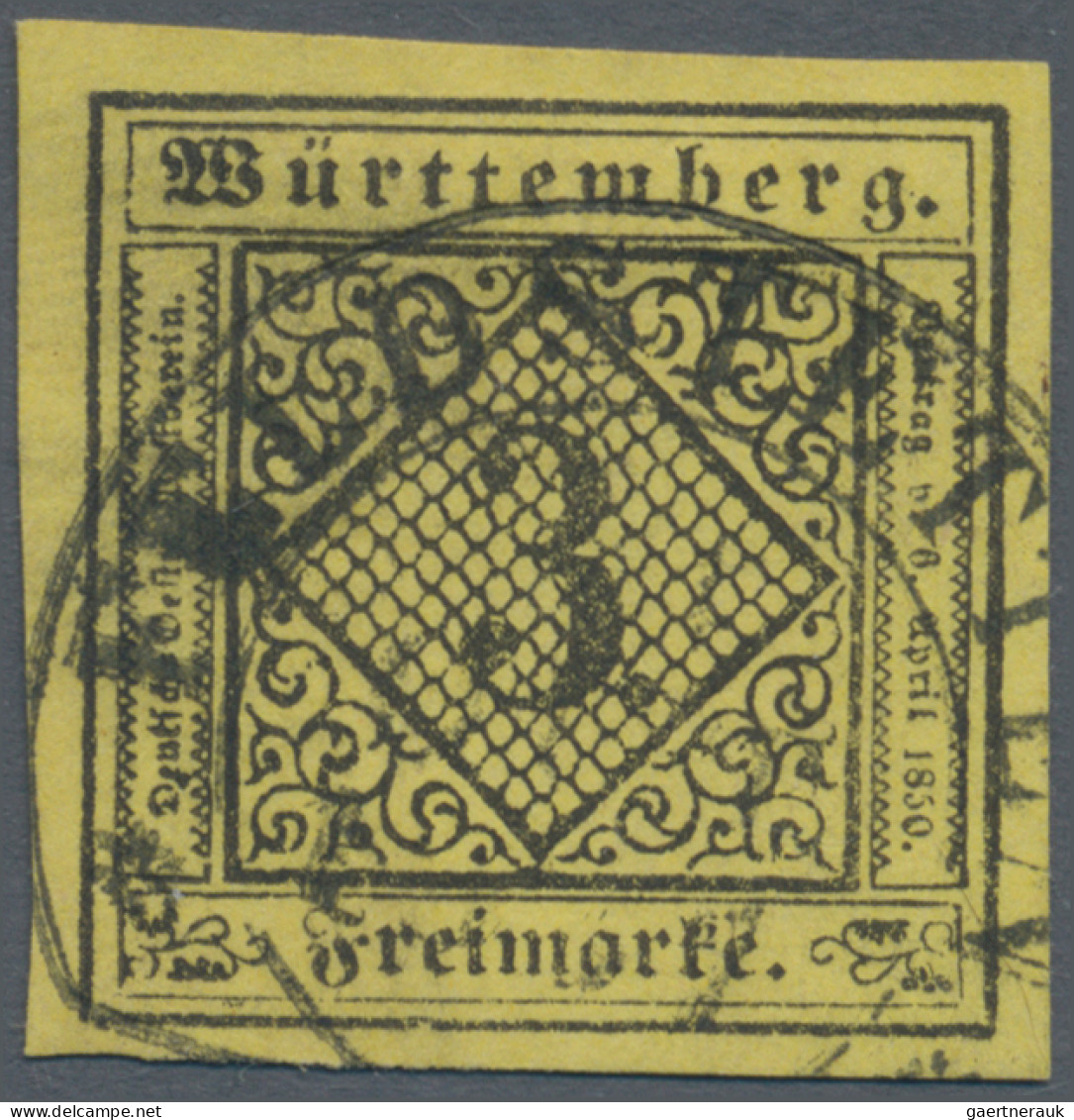 Württemberg - Stempel: FELDSTETTEN, Steigbügelstempel Schwarz Auf 3 Kr., 1 Kr. ( - Sonstige & Ohne Zuordnung