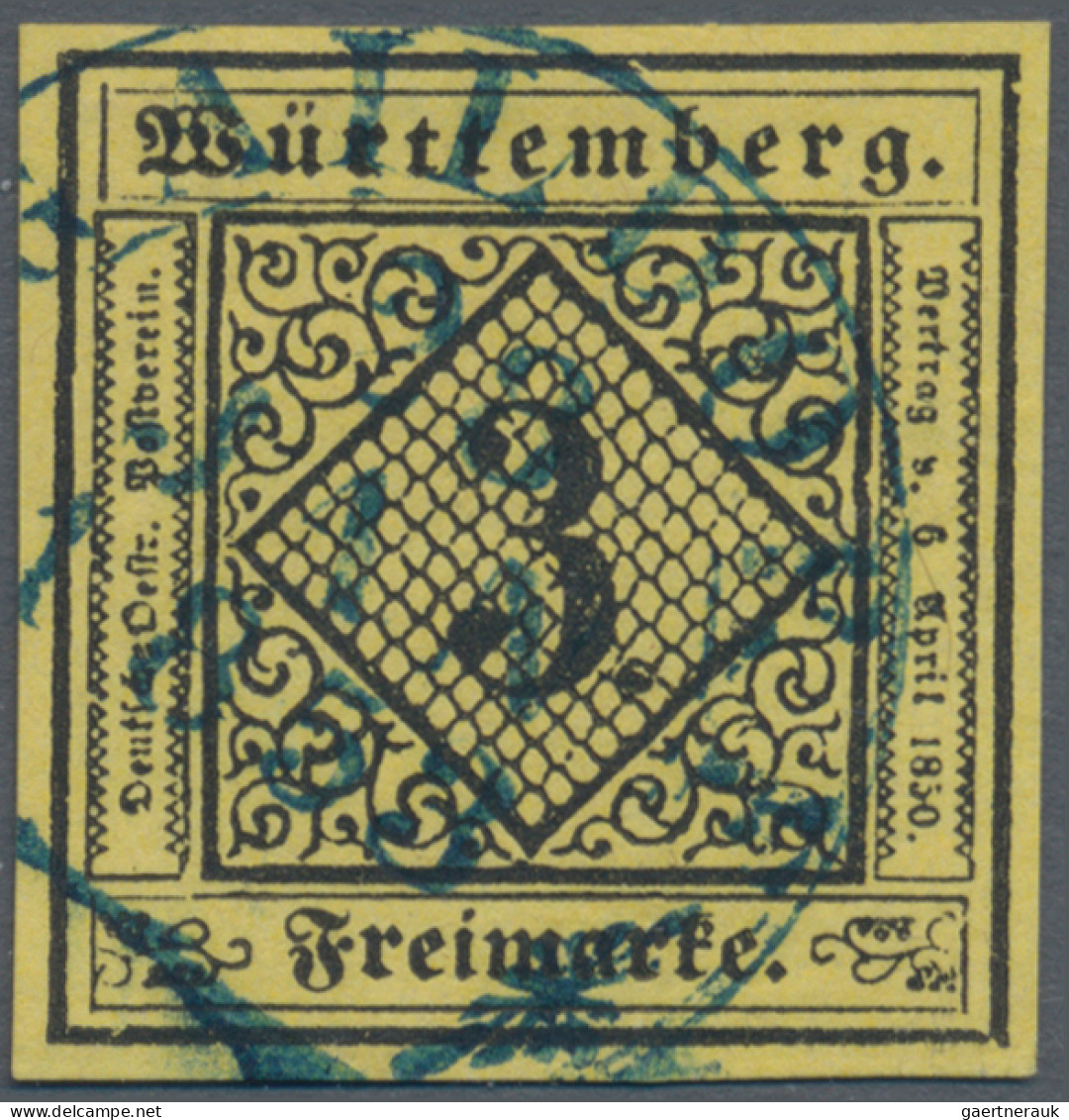 Württemberg - Stempel: GAILDORF, Steigbügelstempel Schwarz Bzw. Blau Auf 3 Kr., - Other & Unclassified