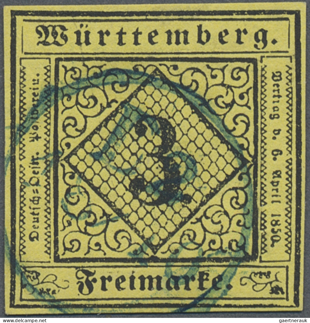 Württemberg - Stempel: 1851, "D2 18/10", Blauer Distributionsstempel Von Ludwigs - Sonstige & Ohne Zuordnung