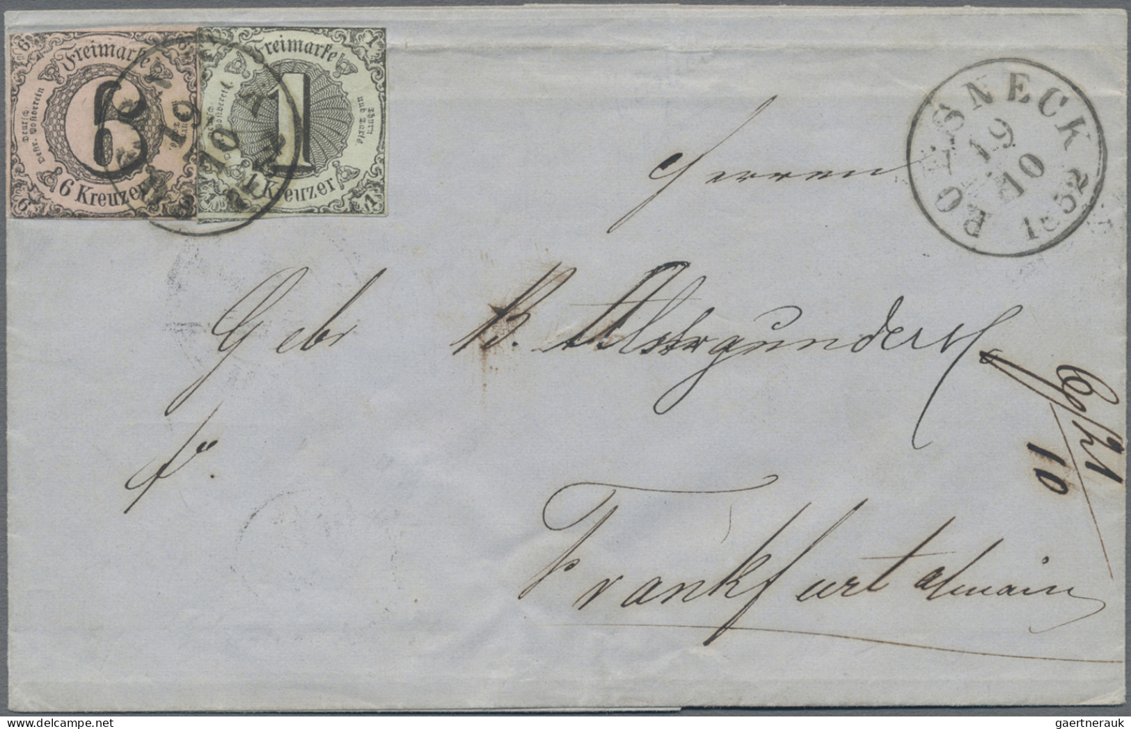 Württemberg - Stempel: 1852, 19/10 POESNECK, Kleiner K1 Zweimal Klar Auf Schönem - Other & Unclassified