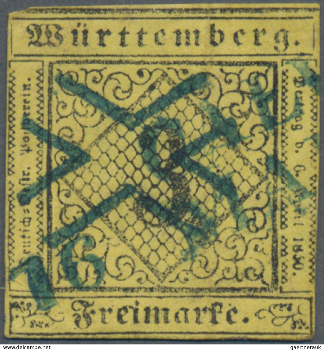 Württemberg - Stumme Stempel: 1852, CALW, Der Seltene Kreuzwinkelstempel, Sog. " - Sonstige & Ohne Zuordnung