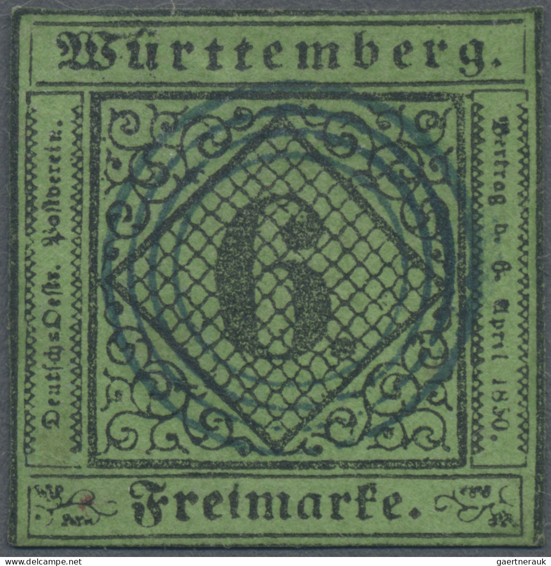 Württemberg - Stumme Stempel: TÜBINGEN, Vierringstempel, Zentrisch Auf 6 Kr., Mä - Other & Unclassified