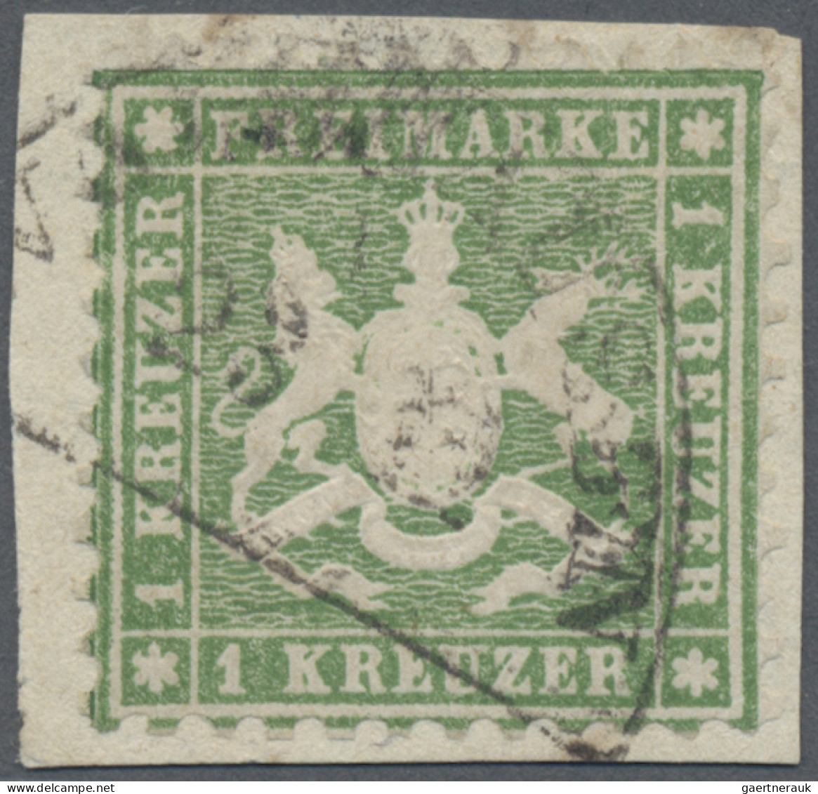 Württemberg - Bahnpost: 1863, 1 Kr Mittelgelblichgrün, Gut Gezähntes Exemplar Au - Sonstige & Ohne Zuordnung