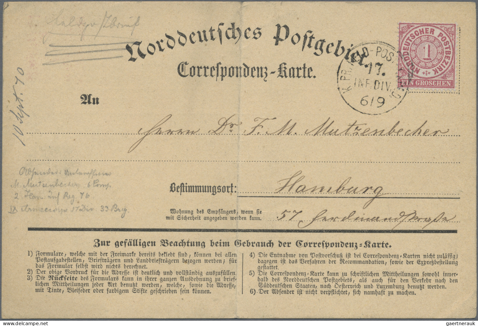 Norddeutscher Bund - Marken Und Briefe: 1869, 1 Gr. Karmin, Insgesamt 5 Korrespo - Other & Unclassified