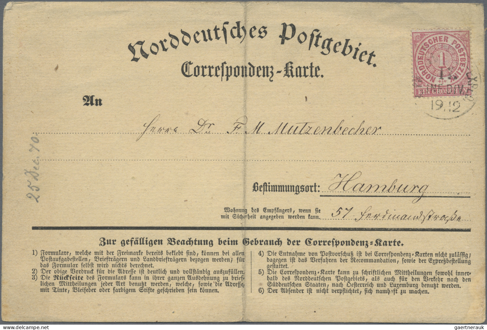 Norddeutscher Bund - Marken Und Briefe: 1869, 1 Gr. Karmin, Insgesamt 5 Korrespo - Other & Unclassified