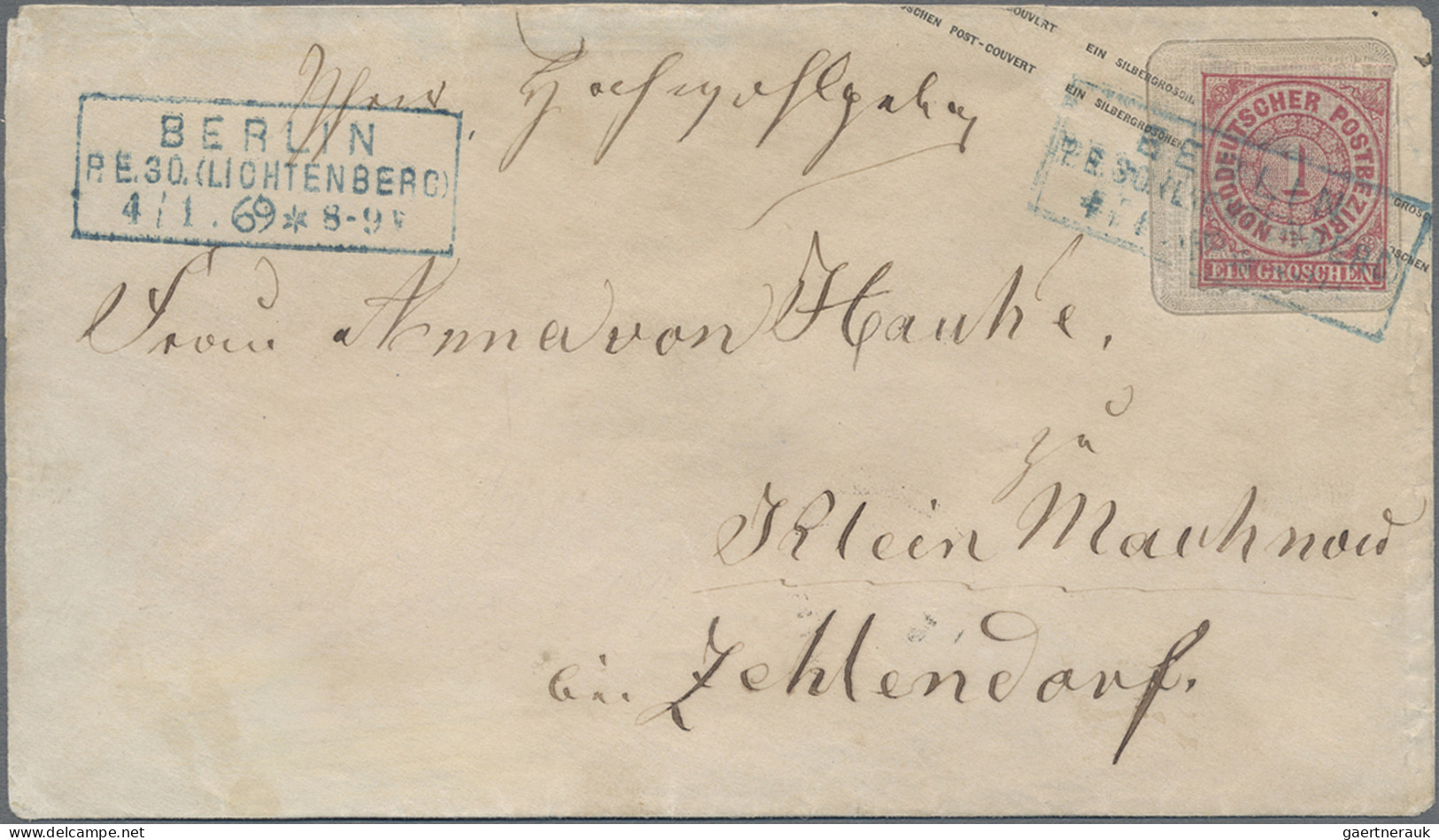 Norddeutscher Bund - Stempel: 1863, 1 Gr. Ziffer Auf Preussen 1 Sgr. GA-Umschlag - Autres & Non Classés