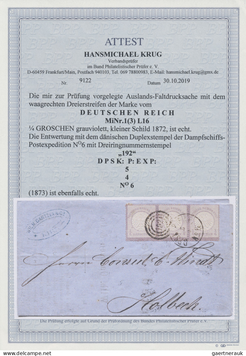 Deutsches Reich - Brustschild: 1872, ¼ Gr. Kleiner Schild Grauviolett Im Waagere - Briefe U. Dokumente