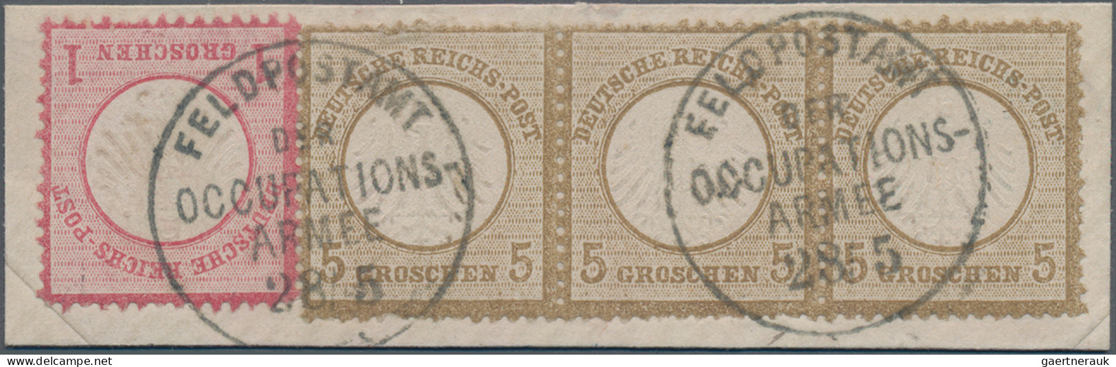 Deutsches Reich - Brustschild: 1872, 5 Gr Ockerbraun, Waagerechter Dreierstreife - Otros & Sin Clasificación