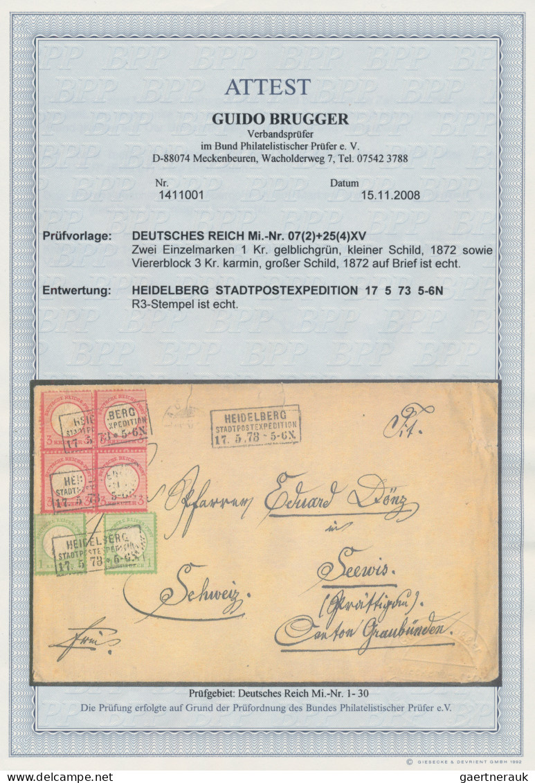 Deutsches Reich - Brustschild: 1872, Brustschild, Kleiner Adler, 1 Kr. Gelblichg - Cartas & Documentos