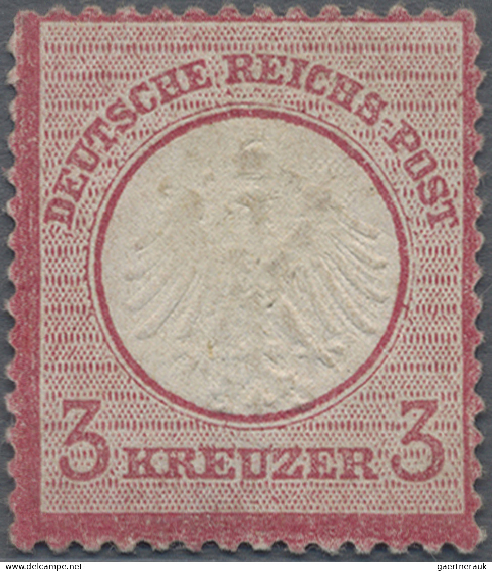 Deutsches Reich - Brustschild: 1872, 3 Kr Kleiner Schild Rötlichkarmin, Ungebrau - Nuevos