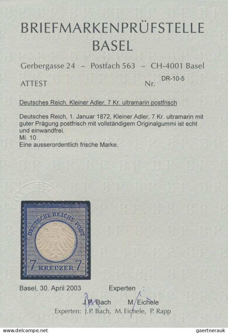 Deutsches Reich - Brustschild: 1872, 7 Kreuzer Kleiner Schild, Dunkelgraublau, U - Unused Stamps