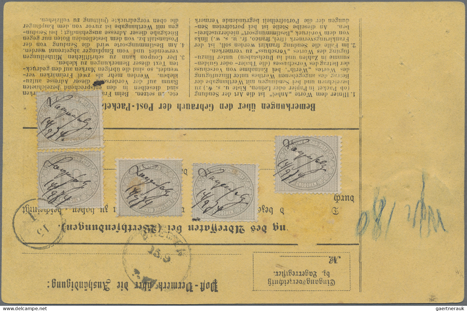 Deutsches Reich - Brustschild: 1872, 10 Groschen Grau, Attraktiver Paketbegleitb - Brieven En Documenten