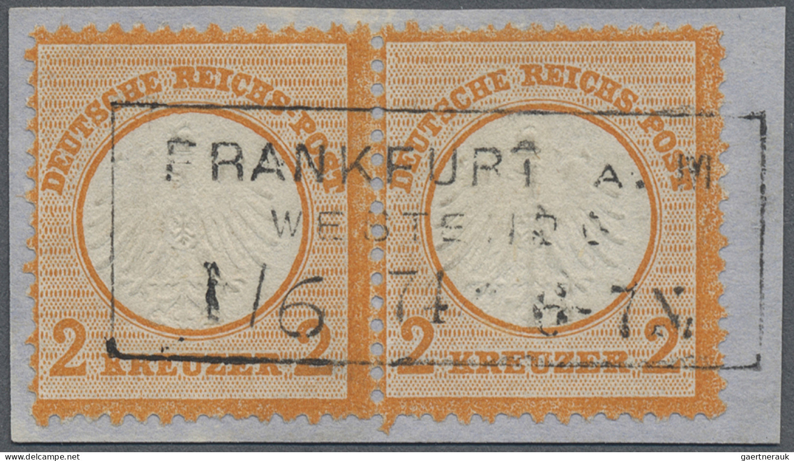 Deutsches Reich - Brustschild: 1872 'Kleiner Schild' 2 Kr. Orange Im Waag. Paar - Autres & Non Classés