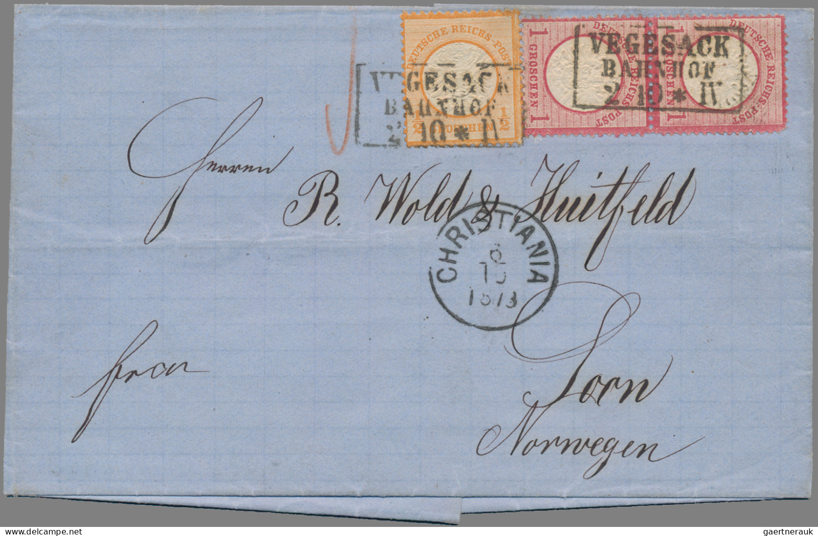 Deutsches Reich - Brustschild: 1872, Großer Schild ½ Gr. Orange Und Senkrechtes - Covers & Documents