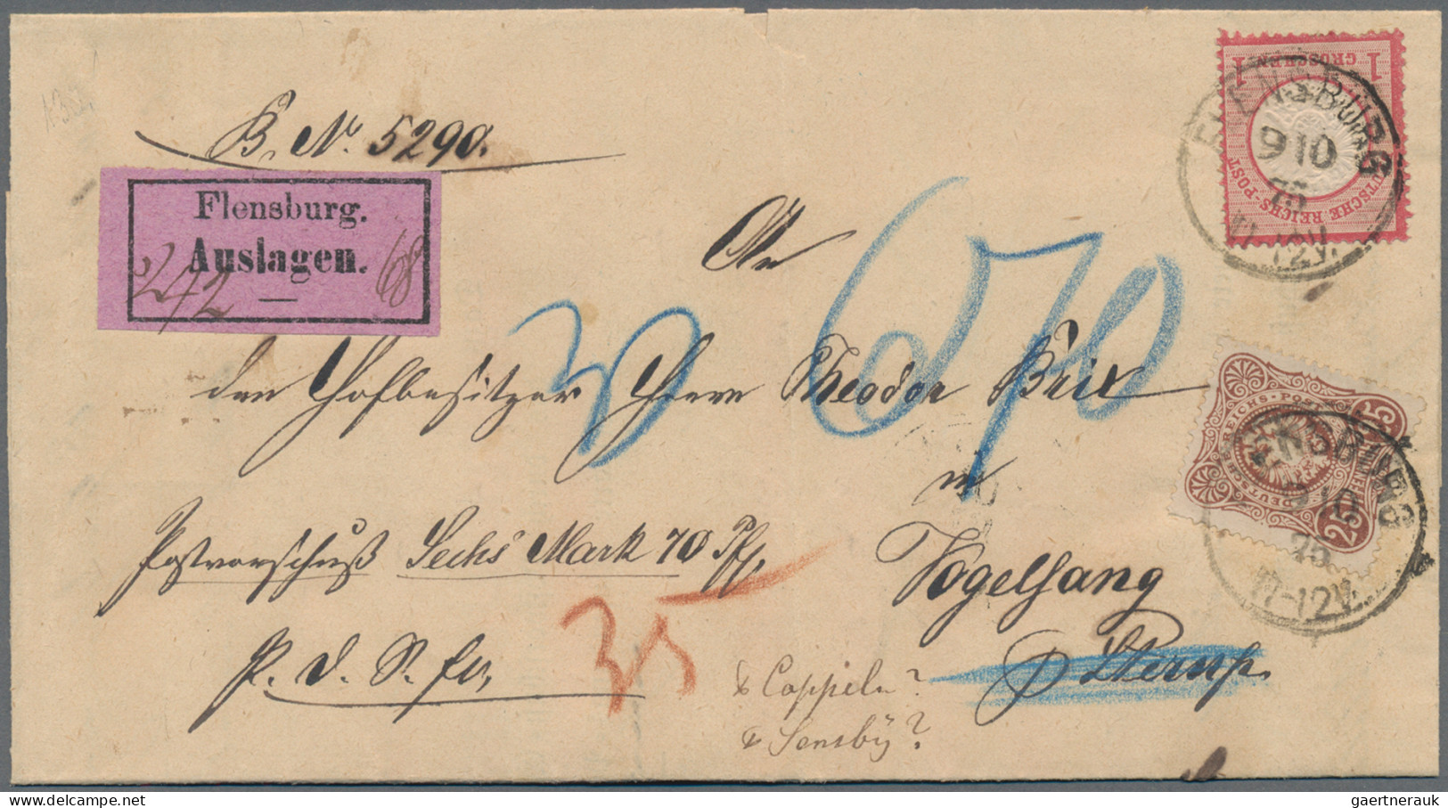 Deutsches Reich - Brustschild: 1875, Währungsmischfrankatur Großer Schild 1 Gr. - Briefe U. Dokumente