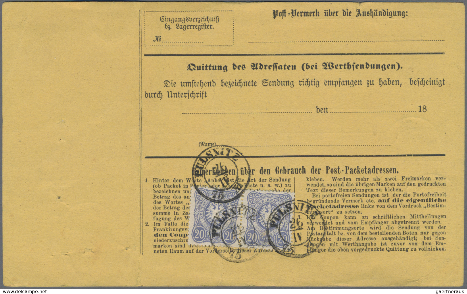 Deutsches Reich - Pfennige: 1875, 50 Pfge. Grau, Drei Werte Vs. Zusammen Mit Rs. - Briefe U. Dokumente