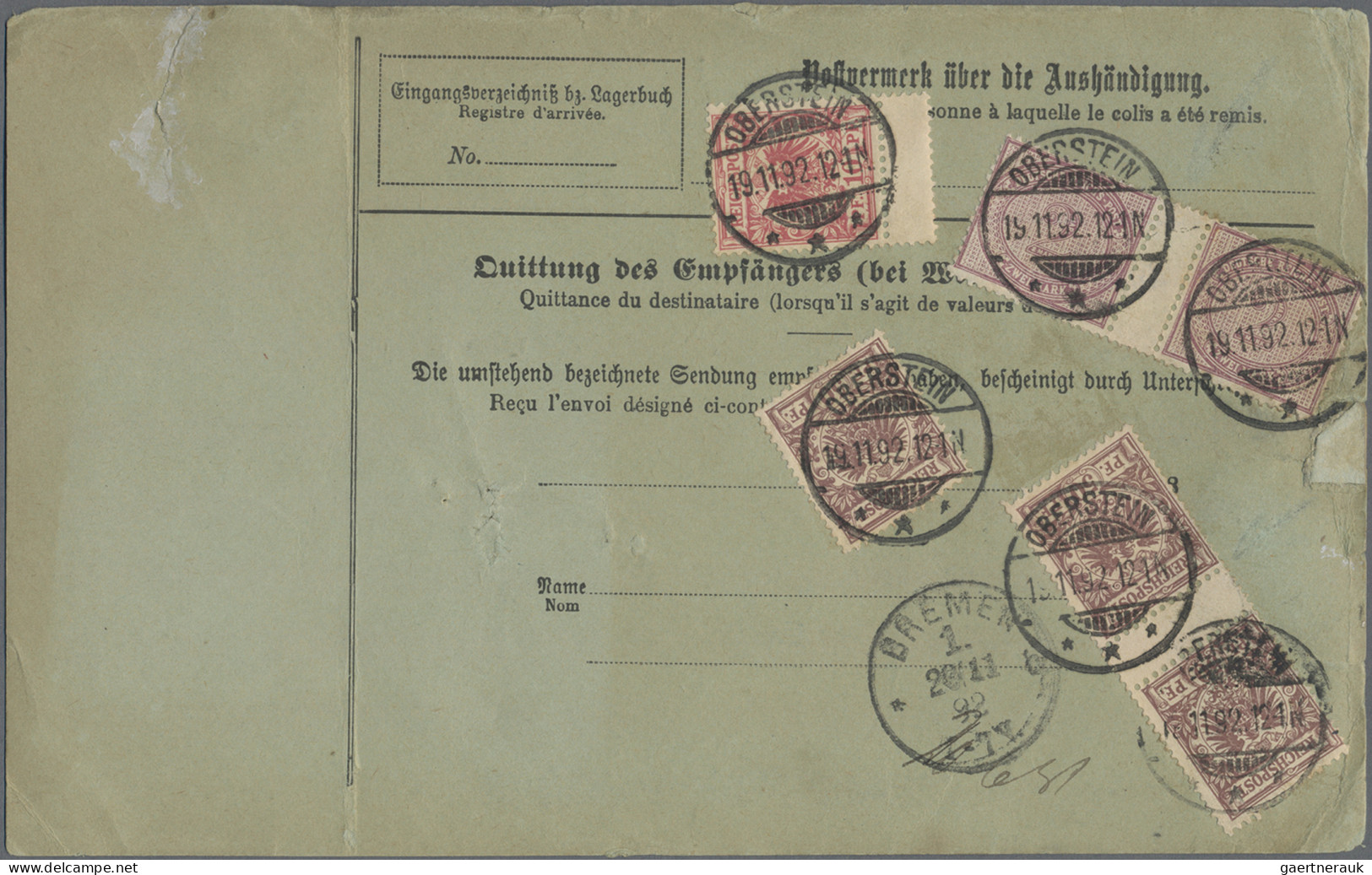 Deutsches Reich - Pfennige: 1892, 2 M Violett, Waagerechtes Zwischenstegpaar Zus - Covers & Documents