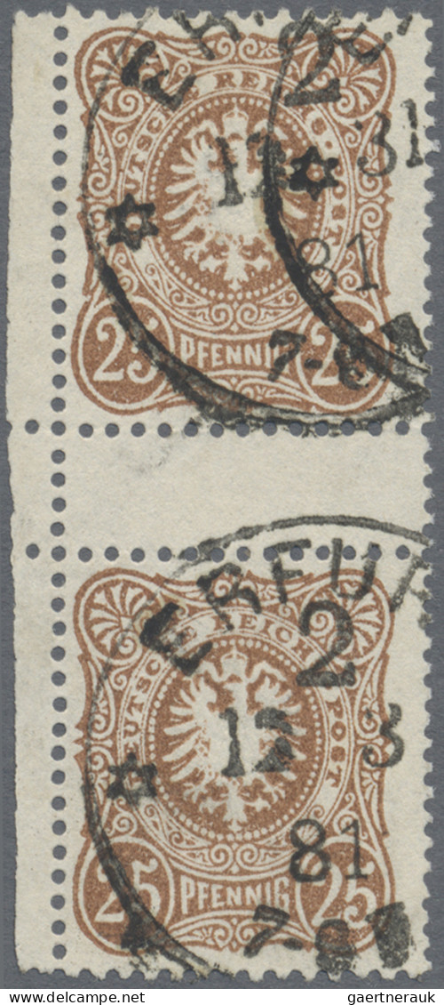 Deutsches Reich - Pfennig: 1880, 25 Pfg. Mittelgelbbraun Im Zwischenstegpaar, Fa - Used Stamps