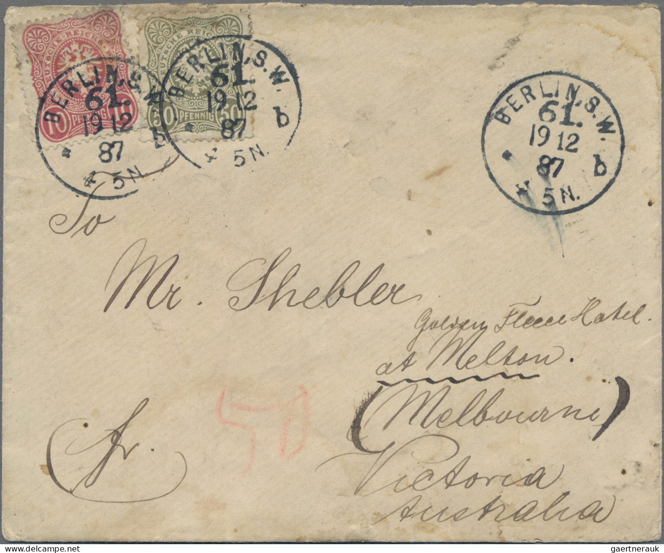 Deutsches Reich - Pfennig: 1887/1888, Destination Australien, Zwei Briefe Mit 60 - Lettres & Documents