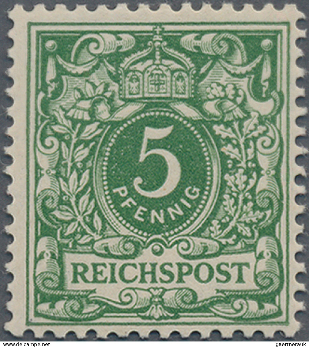 Deutsches Reich - Krone / Adler: 1889, 5 Pf Krone/Adler Gelblichgrün, Postfrisch - Neufs