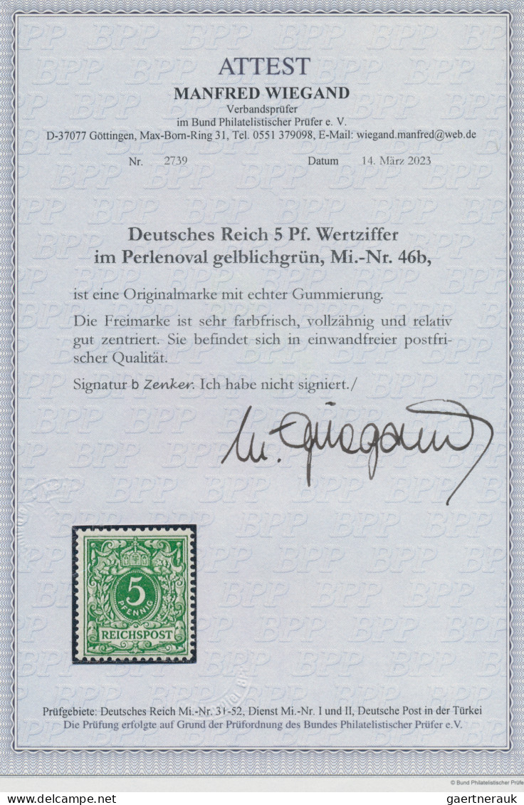 Deutsches Reich - Krone / Adler: 1889, 5 Pf Krone/Adler Gelblichgrün, Postfrisch - Ungebraucht