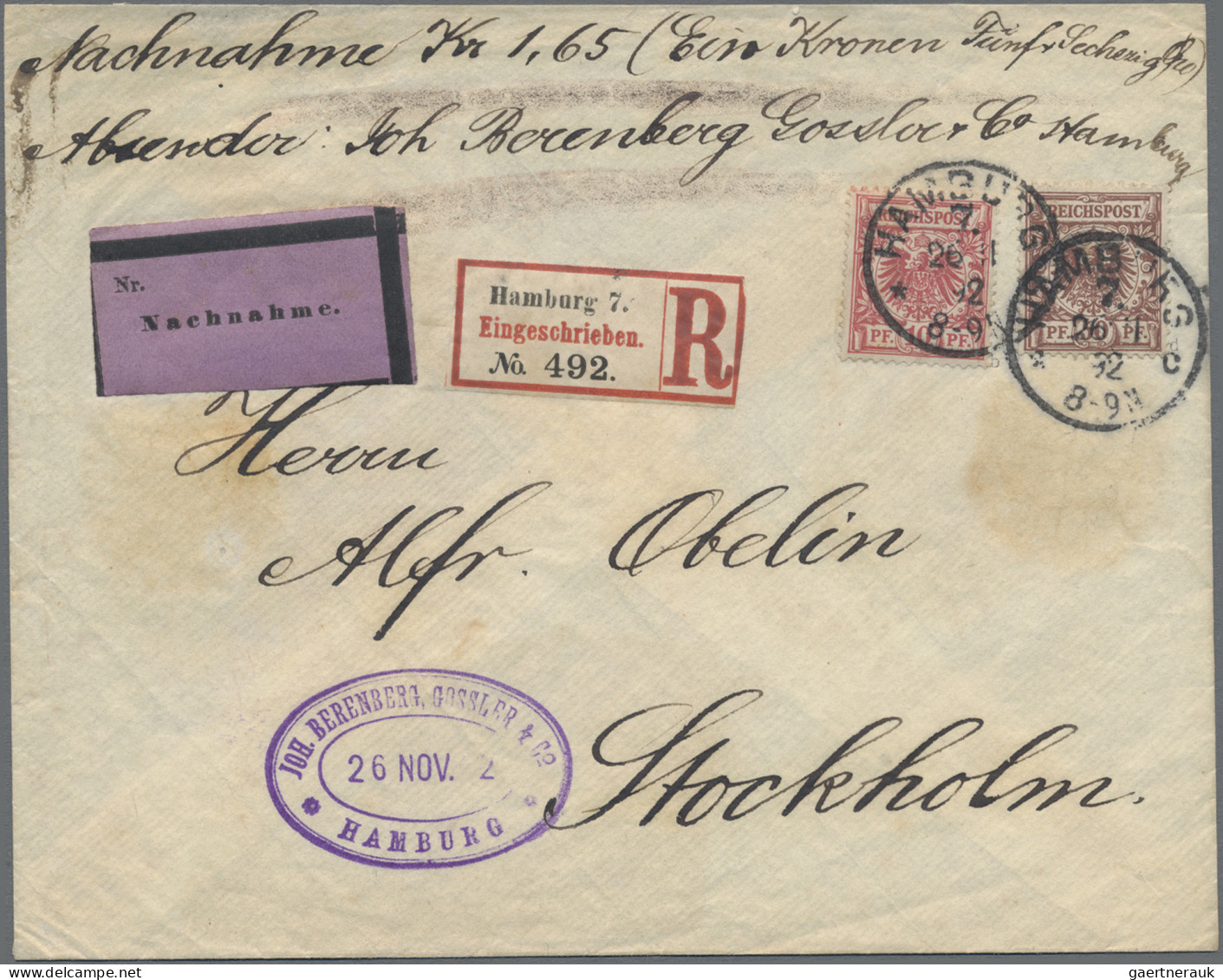 Deutsches Reich - Krone / Adler: 1892, 10 Pfg. Lebhaftrosarot Und 50 Pfg. Lebhaf - Lettres & Documents