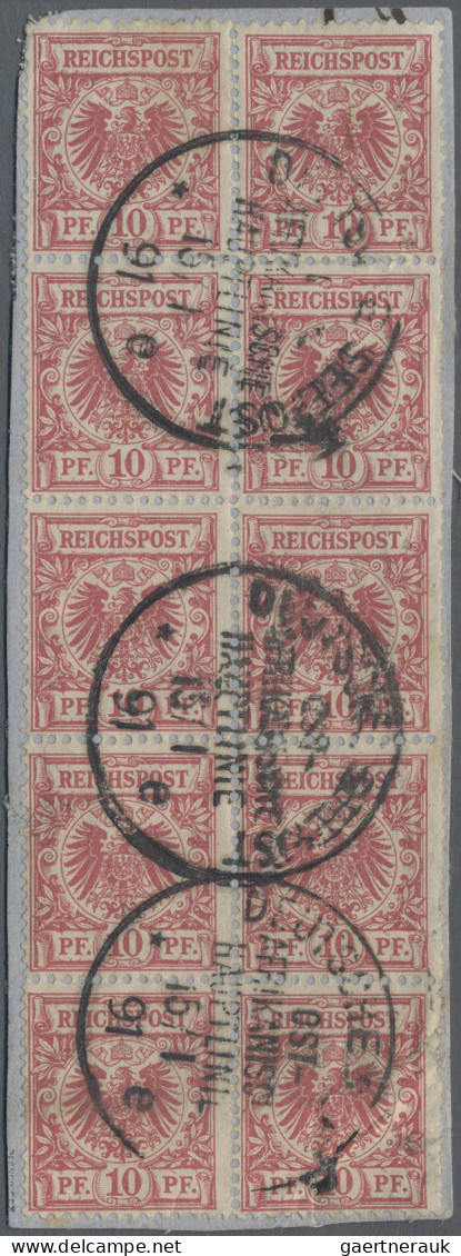 Deutsches Reich - Krone / Adler: 1891, 10 Pfg. Karmin Im 10er-Block Auf Leinenbr - Autres & Non Classés