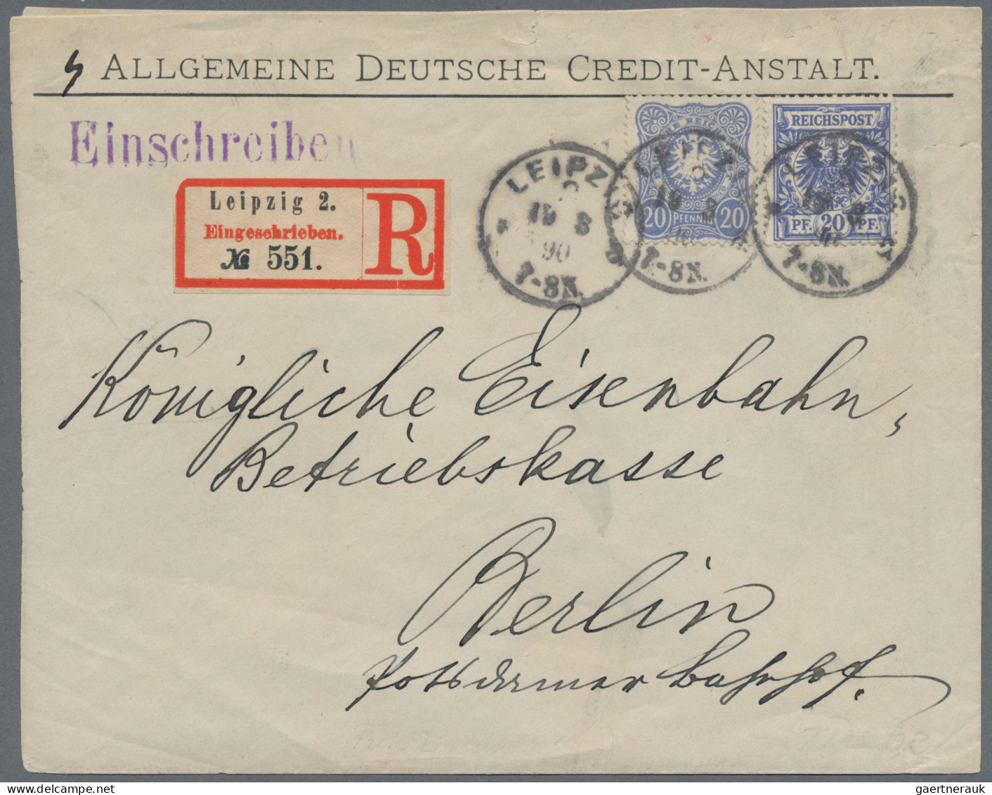 Deutsches Reich - Krone / Adler: 1890. 20 Pf Ultramarin 'Adler' U. 20 Pf Dkl'ult - Lettres & Documents