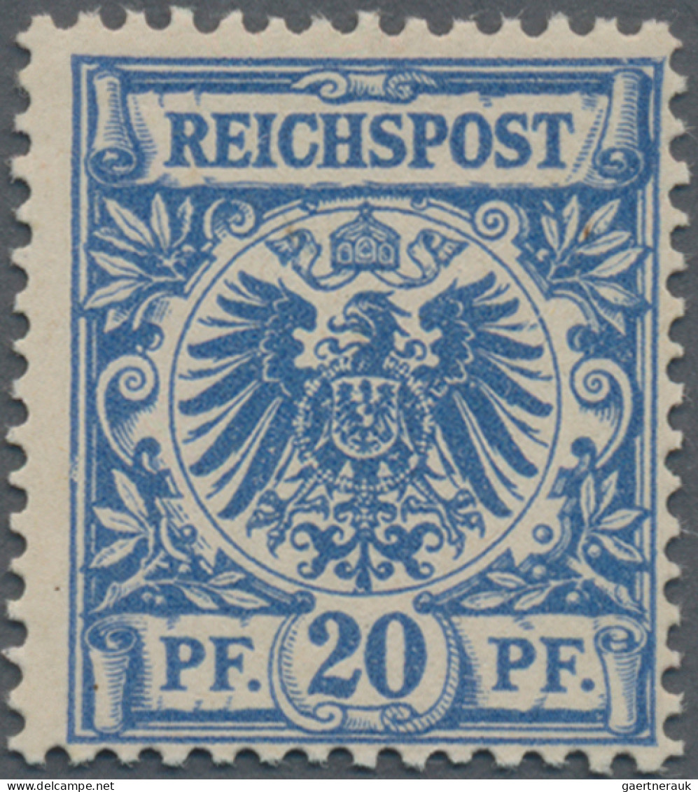 Deutsches Reich - Krone / Adler: 1891, 20 Pf Krone/Adler (mittel)blau, Farbfrisc - Ongebruikt