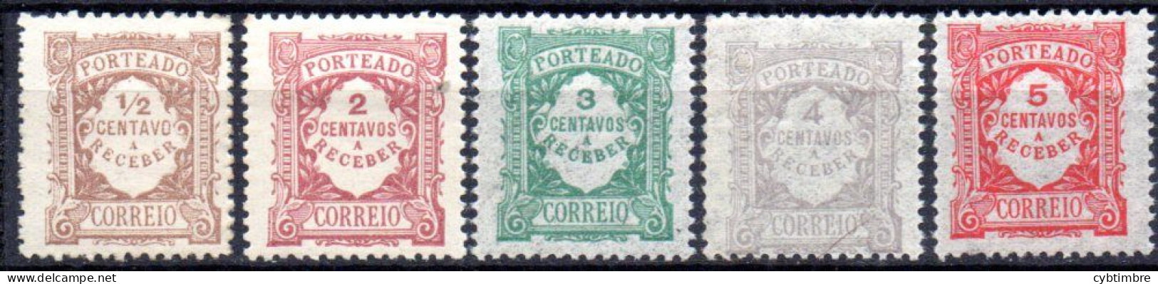 Portugal: Yvert N° Taxe 21/26*; 5 Valeurs; Cote 4.00€ - Unused Stamps