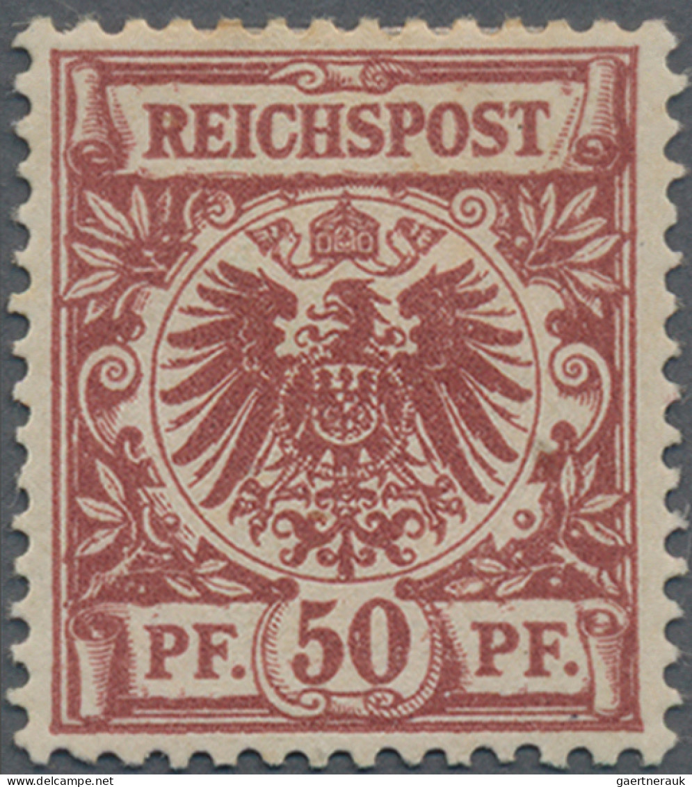 Deutsches Reich - Krone / Adler: 1889,. 50 Pf Krone/Adlerbräunlichkarmin(UV Brau - Ungebraucht