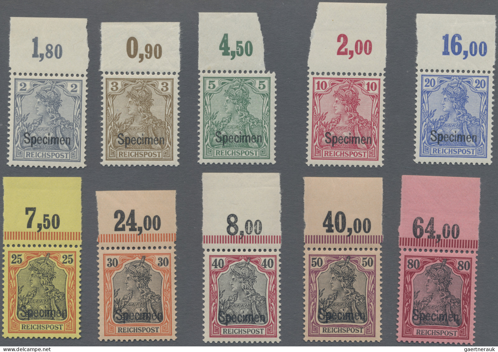 Deutsches Reich - Germania: 1900, 5 - 80 Pf Germania Reichspost Mit Aufdruck "Sp - Ongebruikt