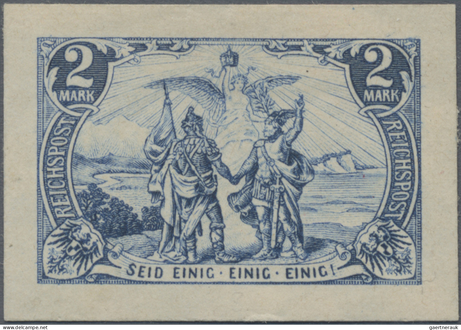 Deutsches Reich - Germania: 1900, Nord Und Süd, 2 M. Schwärzl'blau, UNGEZÄHNT, L - Unused Stamps