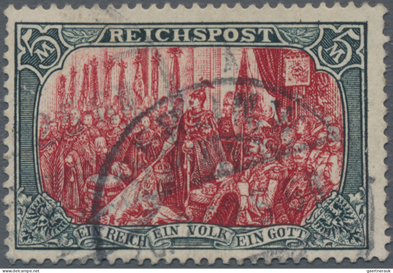 Deutsches Reich - Germania: 1900 "REICHSPOST" 5 M. Grünschwarz/rot In Type II, G - Gebraucht