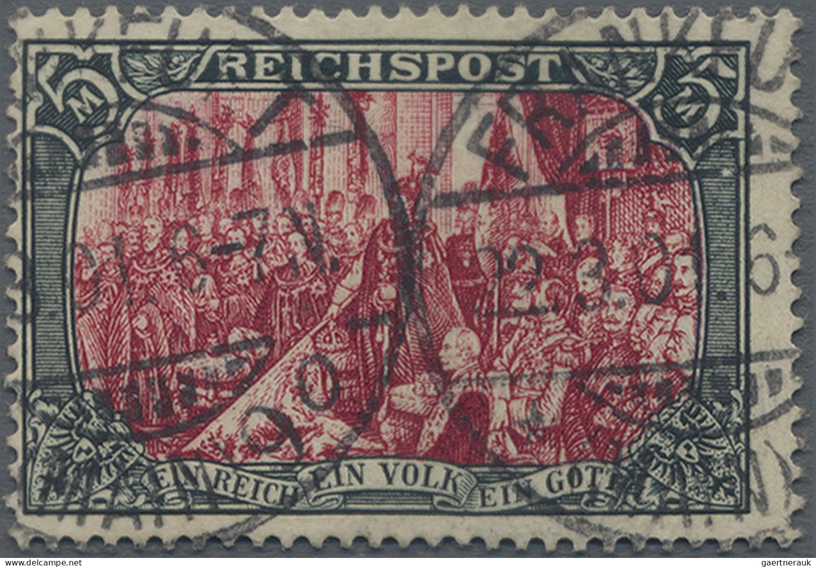 Deutsches Reich - Germania: 1900, "REICHSPOST" 5 M Grünschwarz/rot In Type IV (T - Used Stamps