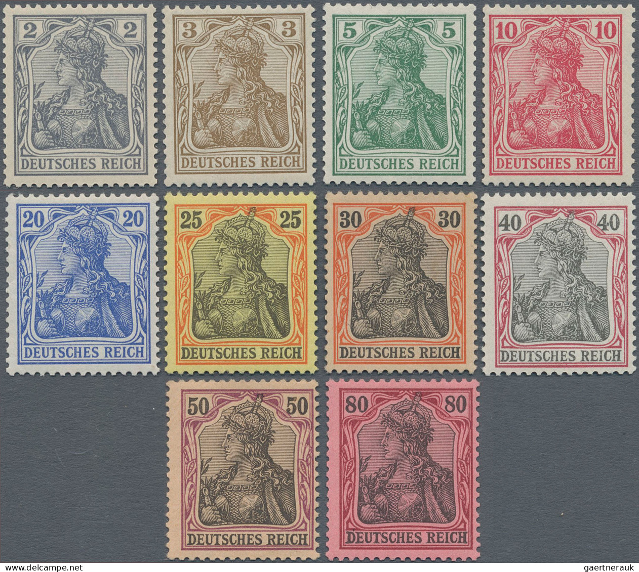 Deutsches Reich - Germania: 1902, Germania(II), Kompletter Satz Von 2 Pf Bis 80 - Neufs