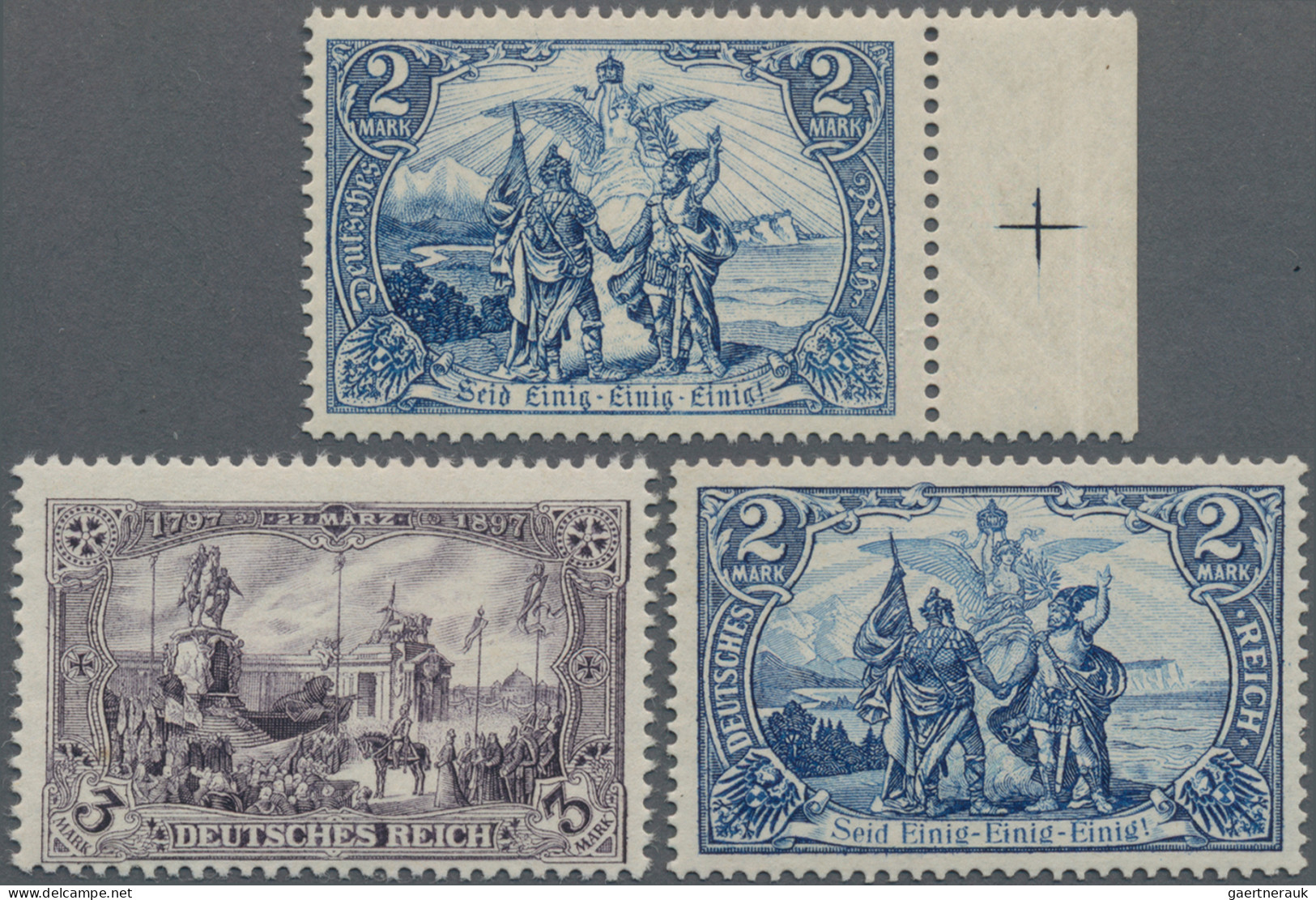 Deutsches Reich - Germania: 1902 Drei Tadellos Postfrische Markwerte, Dabei 2 M. - Unused Stamps