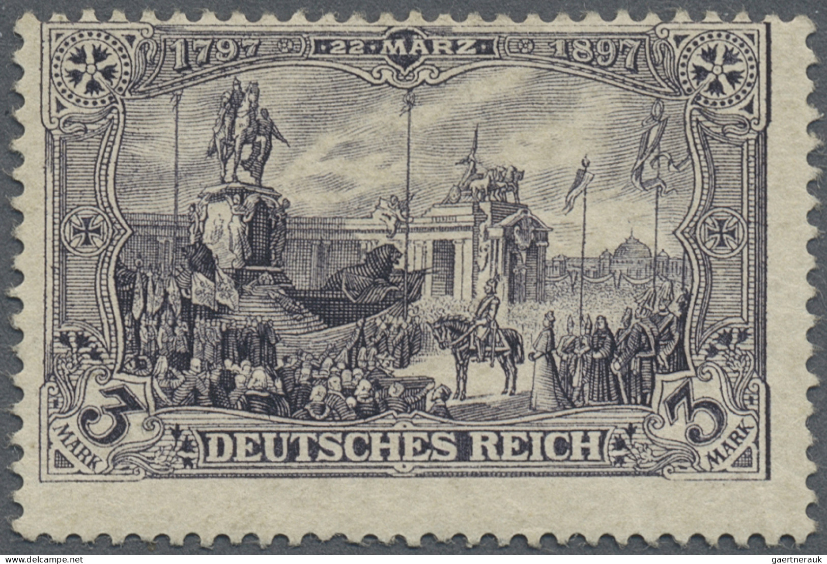 Deutsches Reich - Germania: 1902 3 M. Schwarzviolett Mit 26:17 Zähnungslöchern, - Nuevos