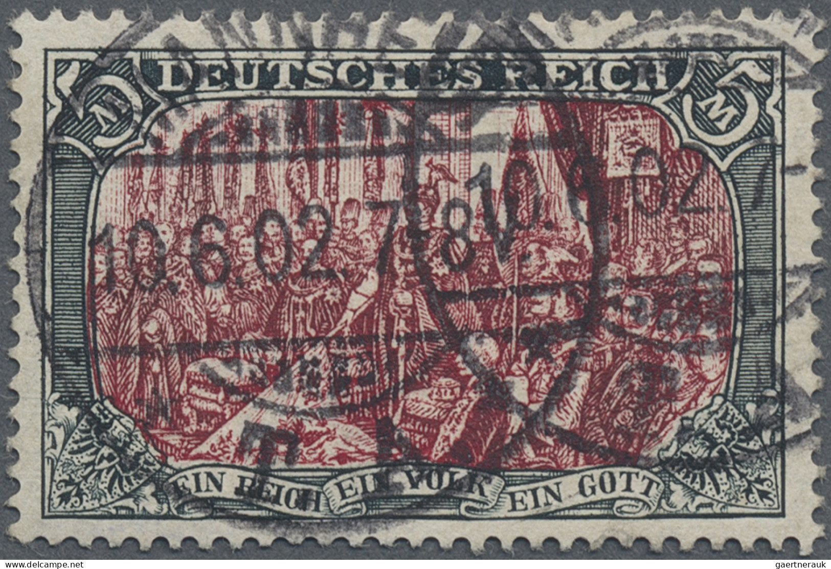 Deutsches Reich - Germania: 1902 5 RM Grünschwarz/dunkelkarmin In Der ZWISCHENTY - Gebraucht