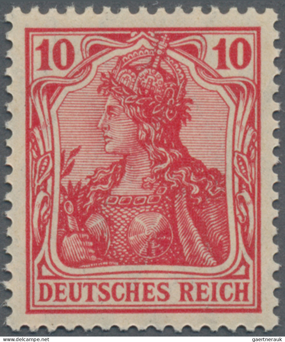 Deutsches Reich - Germania: 1905, Germania-Friedensdruck, 10 Pfg. Orangerot, Pos - Unused Stamps