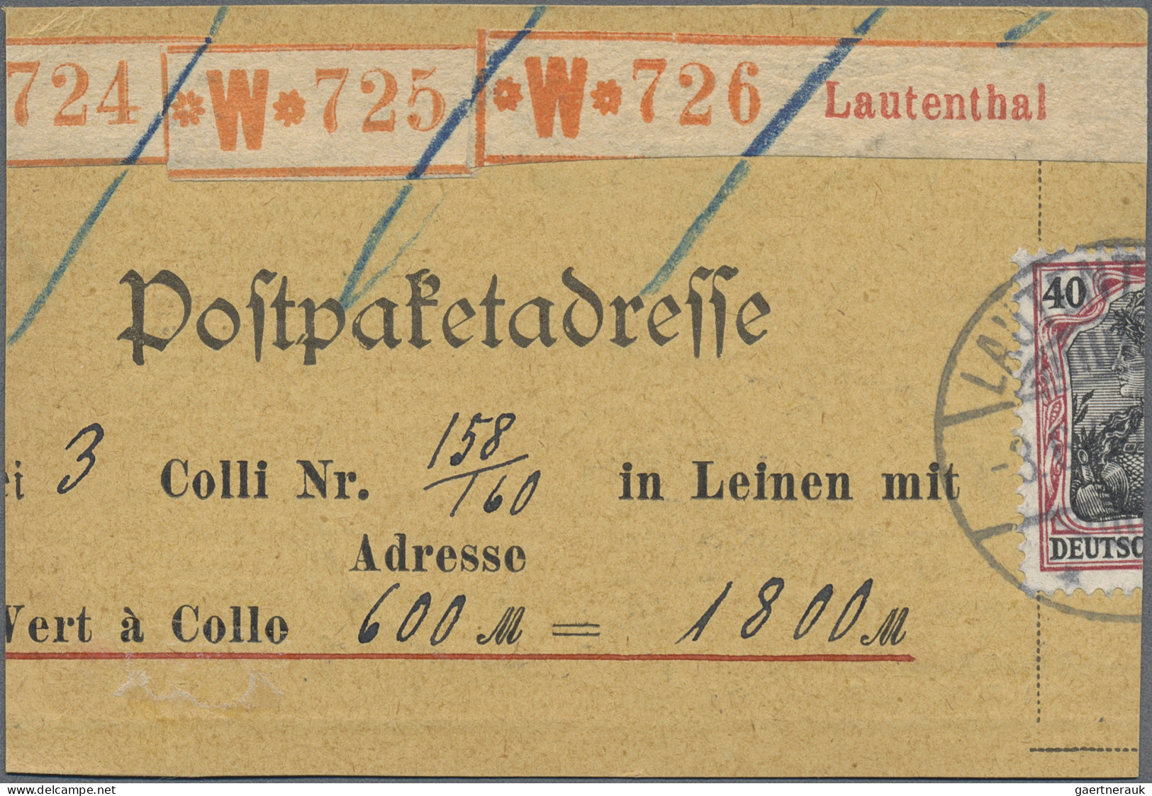 Deutsches Reich - Germania: 1905, VIERERBLOCK 5 M. Grünschwarz/rot, Mittelstück - Other & Unclassified