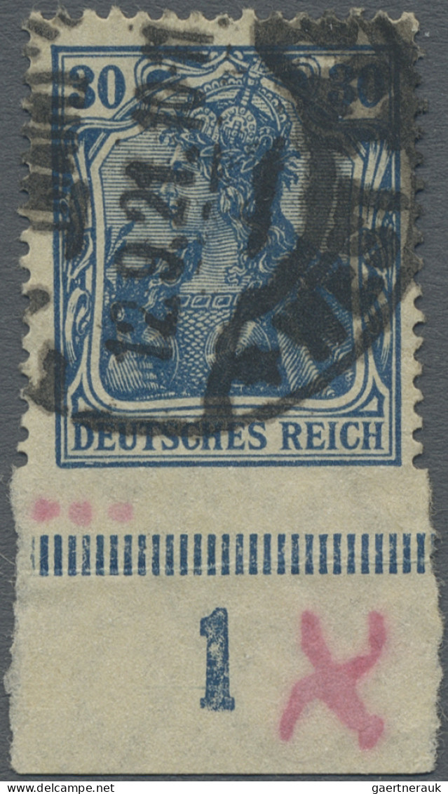 Deutsches Reich - Inflation: 1921, Germania Farbänderung, 30 Pfg. Als UNTEN UNGE - Oblitérés