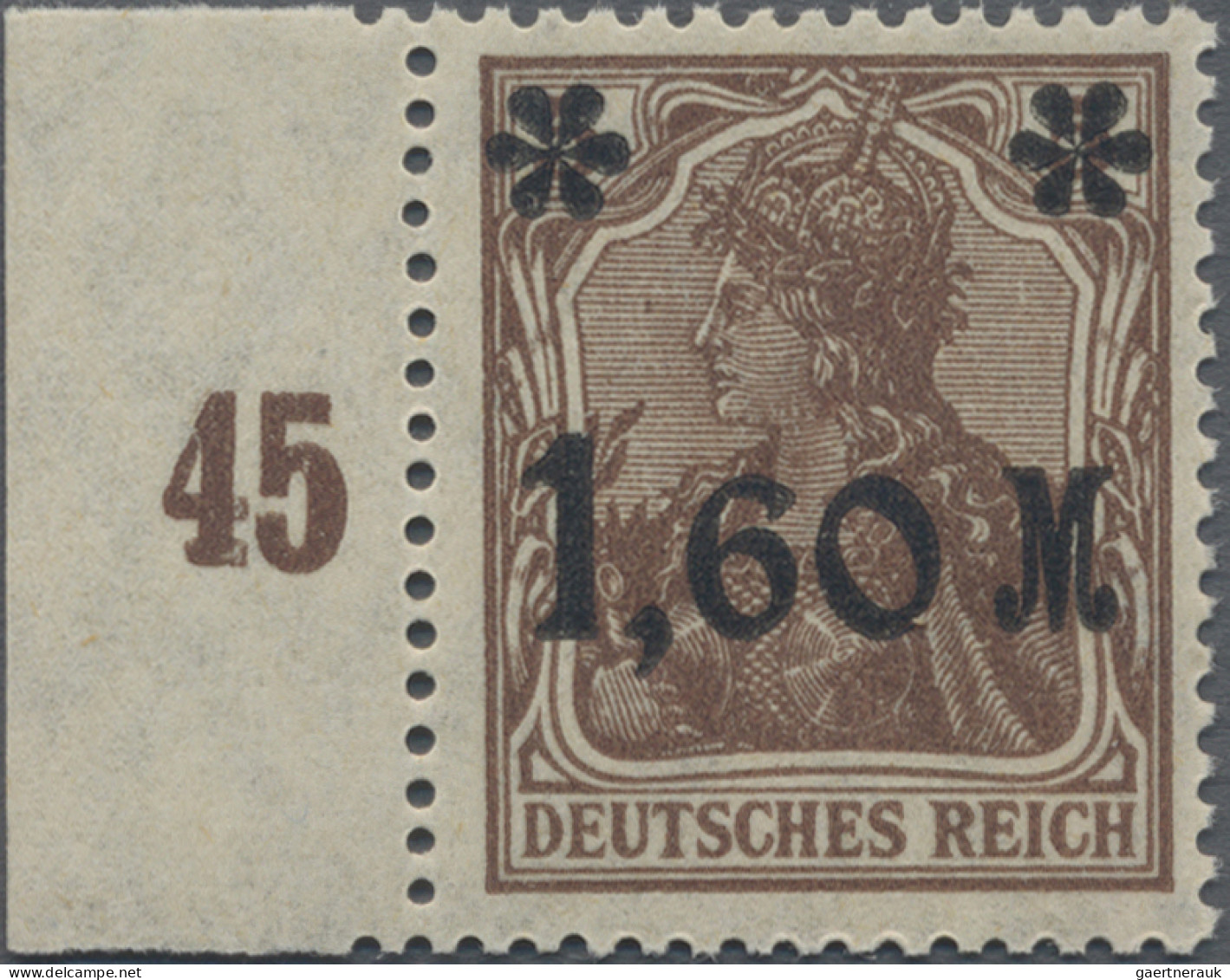 Deutsches Reich - Inflation: 1921 Germania "1,60 M" Auf 5 Pf Braun Mit STUMPFSCH - Unused Stamps